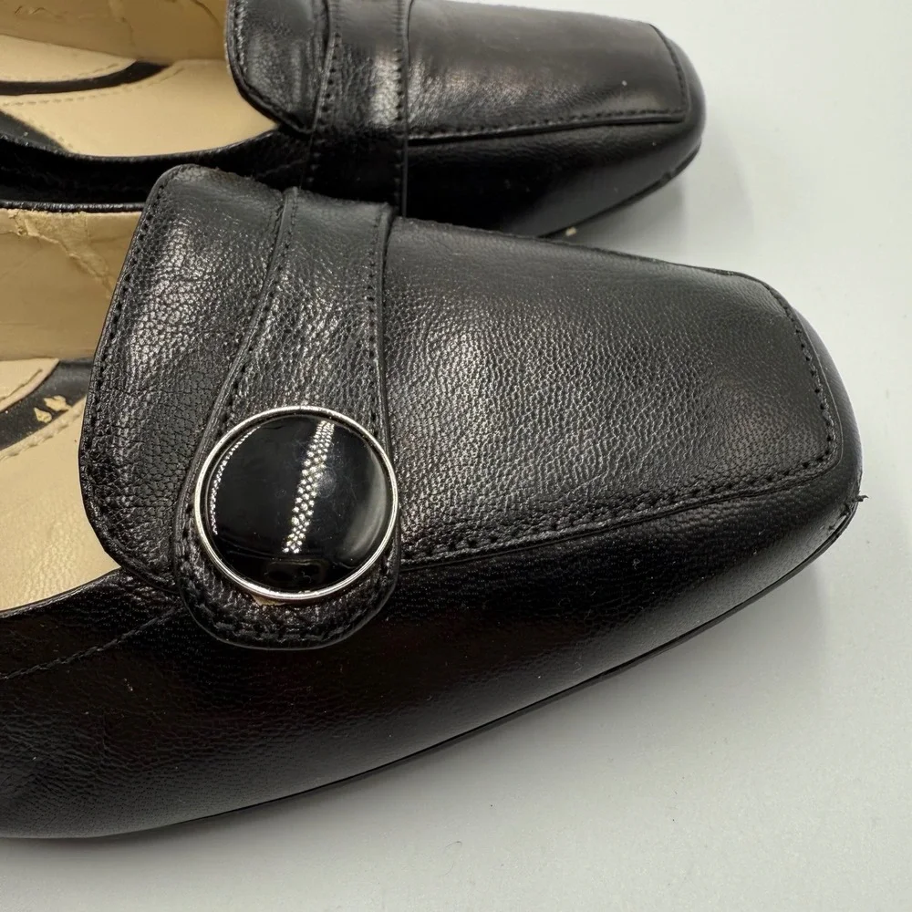 Naturalizer‎ Fulton Black Leather Square Toe Low Heel Loafer Shoes 7 1/2 N Y2K
